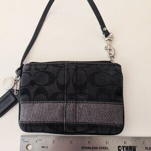 Coach Black Wristlet (6" x 4") with strap and tag chains